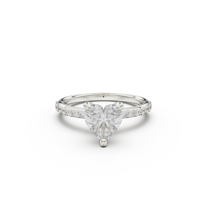 18K White Gold Petite Pavé Diamond Engagement Ring - Circle of Diamond