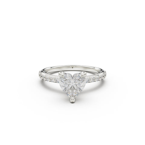 18K White Gold Petite Pavé Diamond Engagement Ring