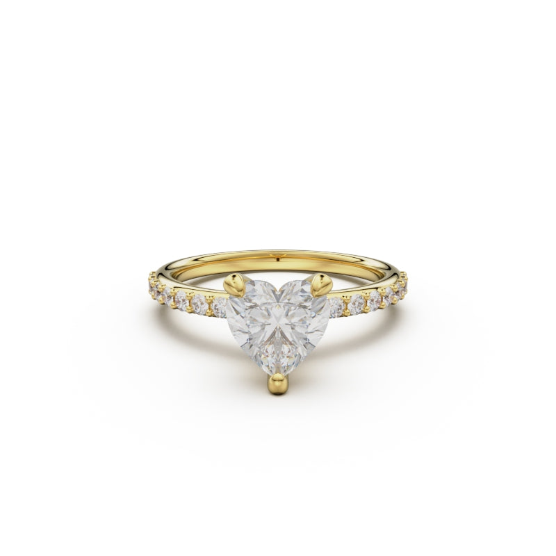 18K Yellow Gold Petite Pavé Diamond Engagement Ring - Circle of Diamond