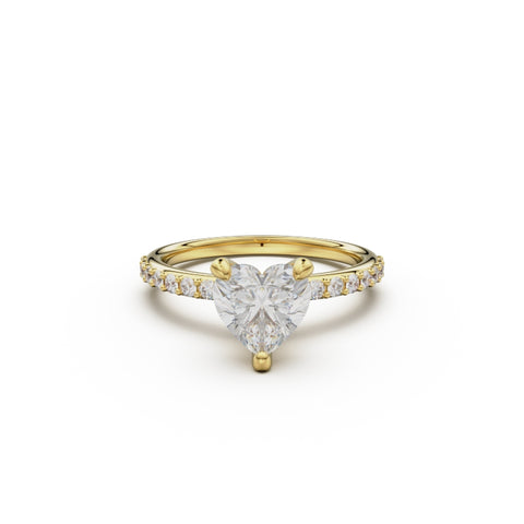 18K Yellow Gold Petite Pavé Diamond Engagement Ring