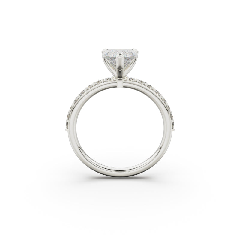 18K White Gold Petite Pavé Diamond Engagement Ring - Circle of Diamond