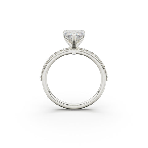 18K White Gold Petite Pavé Diamond Engagement Ring