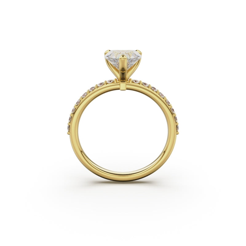 18K Yellow Gold Petite Pavé Diamond Engagement Ring - Circle of Diamond