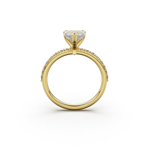 18K Yellow Gold Petite Pavé Diamond Engagement Ring