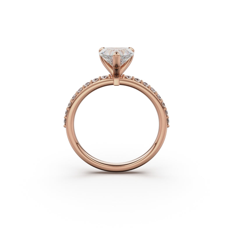 18K Rose Gold Petite Pavé Diamond Engagement Ring - Circle of Diamond