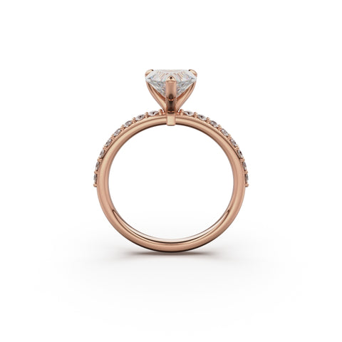 18K Rose Gold Petite Pavé Diamond Engagement Ring