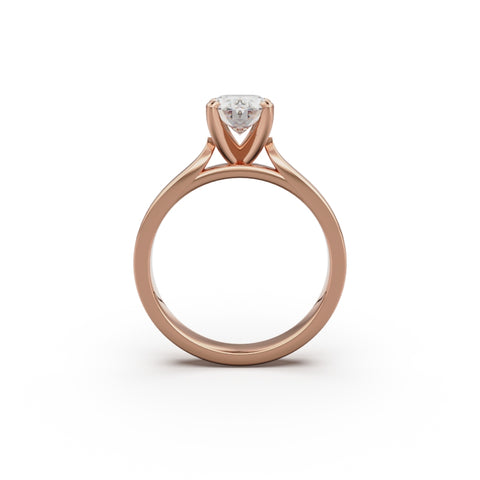 18K Rose Gold Petite Cathedral Solitaire Engagement Ring