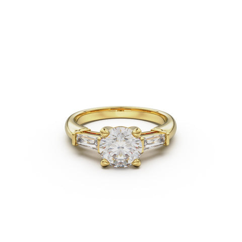 18K Yellow Gold Tapered Baguette Diamond Engagement Ring