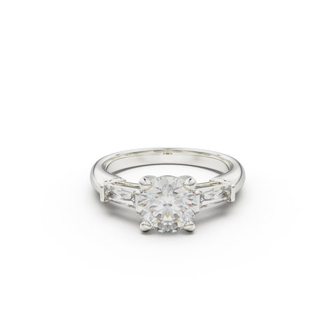 18K White Gold Tapered Baguette Diamond Engagement Ring