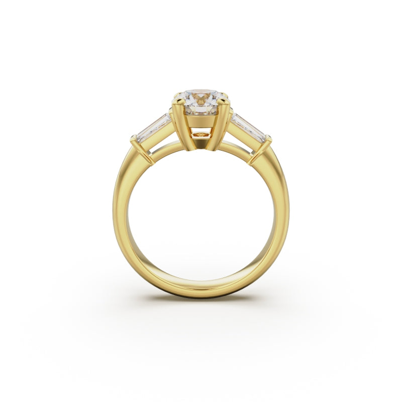 18K Yellow Gold Tapered Baguette Diamond Engagement Ring - Circle of Diamond
