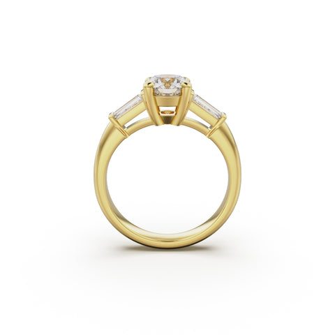 18K Yellow Gold Tapered Baguette Diamond Engagement Ring