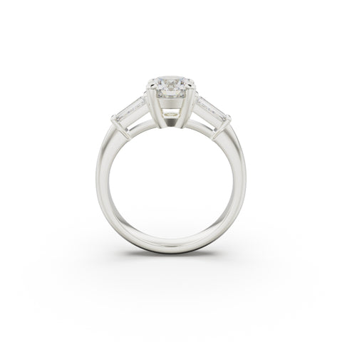 18K White Gold Tapered Baguette Diamond Engagement Ring