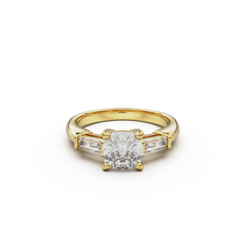 18K Yellow Gold Tapered Baguette Diamond Engagement Ring - Circle of Diamond