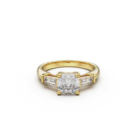 18K Yellow Gold Tapered Baguette Diamond Engagement Ring