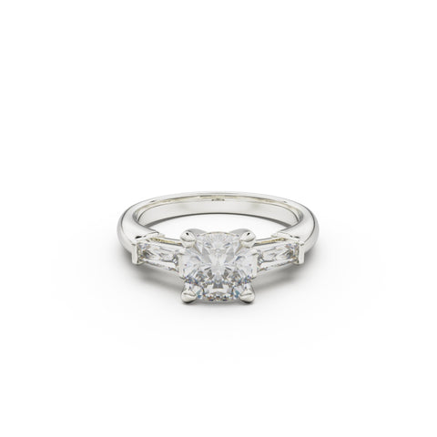 18K White Gold Tapered Baguette Diamond Engagement Ring