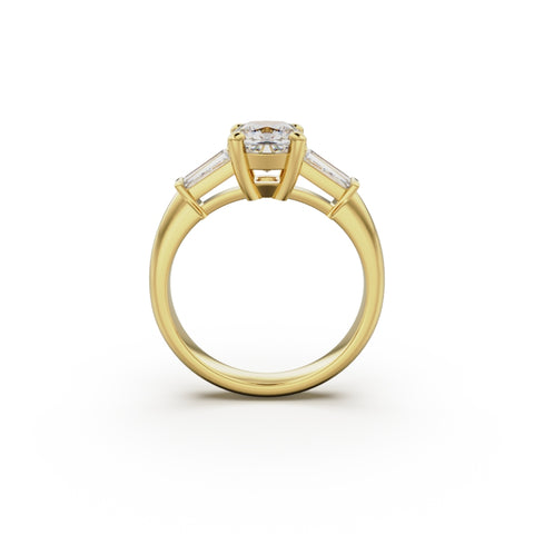 18K Yellow Gold Tapered Baguette Diamond Engagement Ring