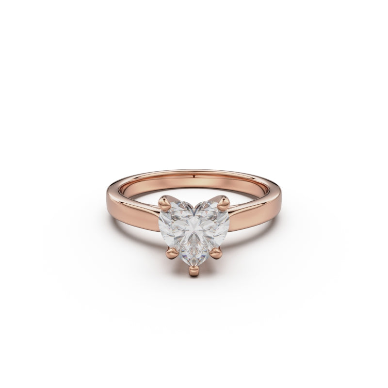 18K Rose Gold Petite Cathedral Solitaire Engagement Ring - Circle of Diamond
