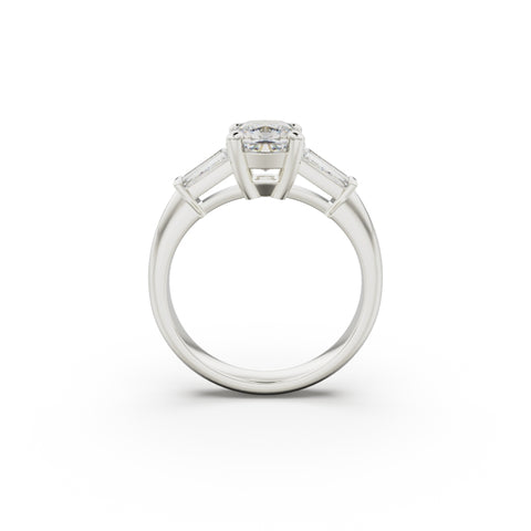 18K White Gold Tapered Baguette Diamond Engagement Ring