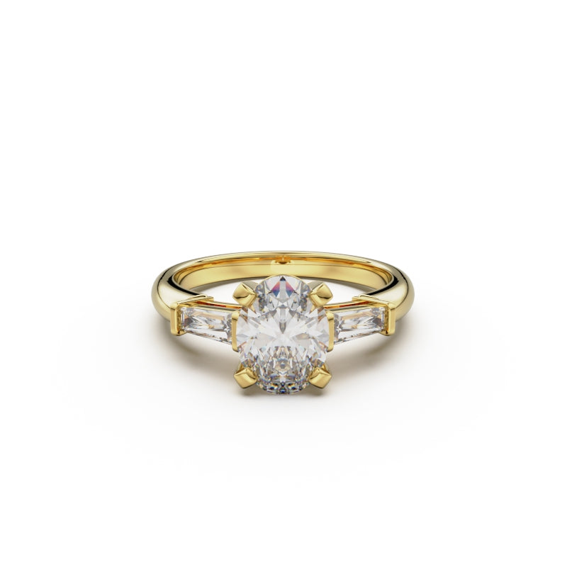 18K Yellow Gold Tapered Baguette Diamond Engagement Ring - Circle of Diamond