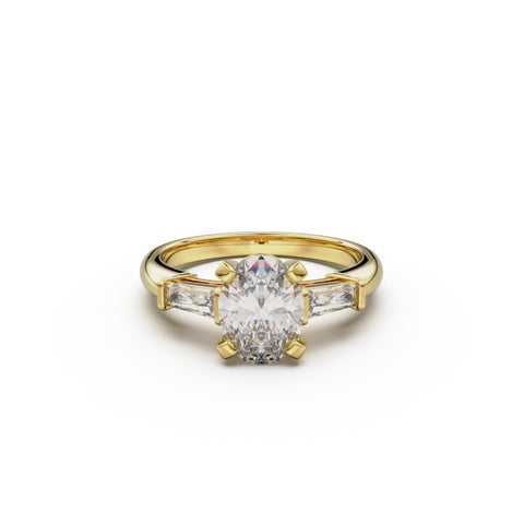 18K Yellow Gold Tapered Baguette Diamond Engagement Ring