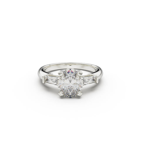 18K White Gold Tapered Baguette Diamond Engagement Ring