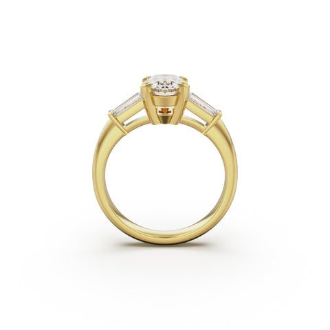 18K Yellow Gold Tapered Baguette Diamond Engagement Ring