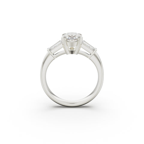 18K White Gold Tapered Baguette Diamond Engagement Ring