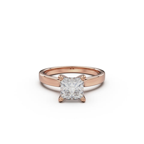 18K Rose Gold Petite Cathedral Solitaire Engagement Ring