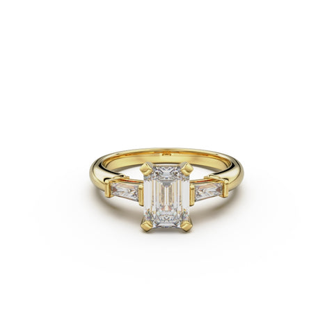 18K Yellow Gold Tapered Baguette Diamond Engagement Ring