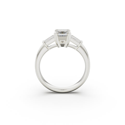 18K White Gold Tapered Baguette Diamond Engagement Ring