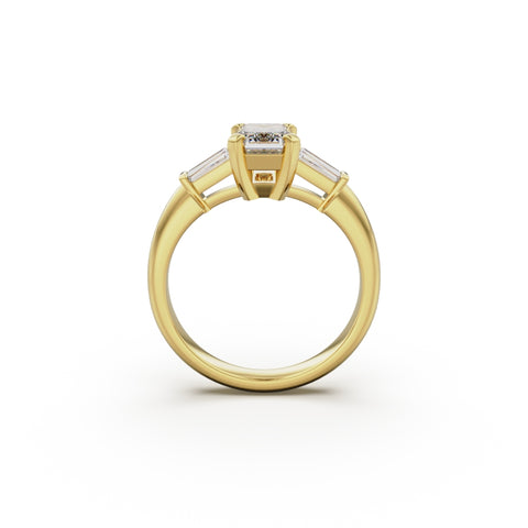 18K Yellow Gold Tapered Baguette Diamond Engagement Ring