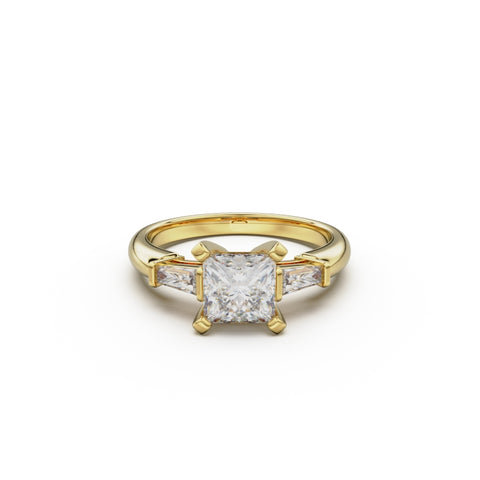 18K Yellow Gold Tapered Baguette Diamond Engagement Ring