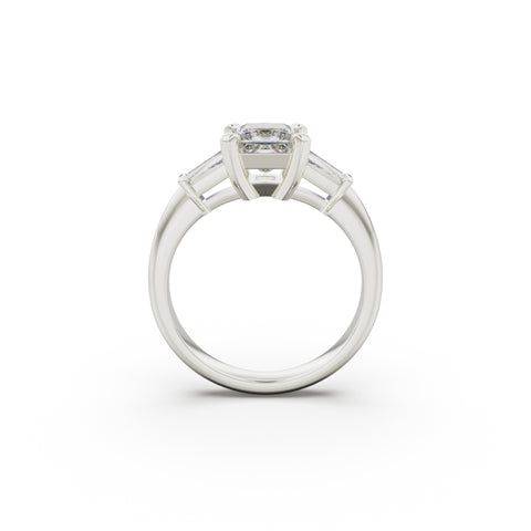 18K White Gold Tapered Baguette Diamond Engagement Ring