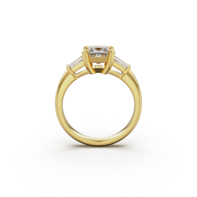 18K Yellow Gold Tapered Baguette Diamond Engagement Ring - Circle of Diamond