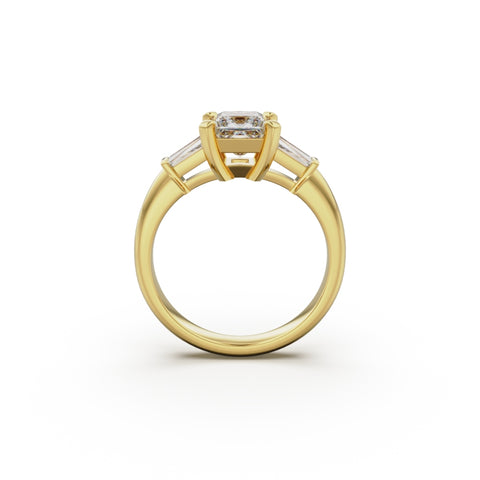 18K Yellow Gold Tapered Baguette Diamond Engagement Ring