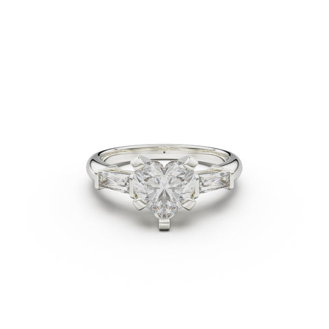 18K White Gold Tapered Baguette Diamond Engagement Ring