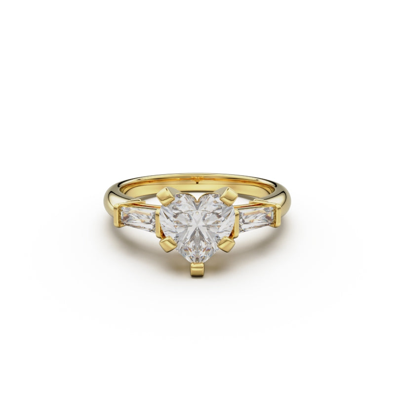 18K Yellow Gold Tapered Baguette Diamond Engagement Ring - Circle of Diamond