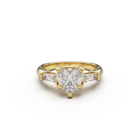 18K Yellow Gold Tapered Baguette Diamond Engagement Ring