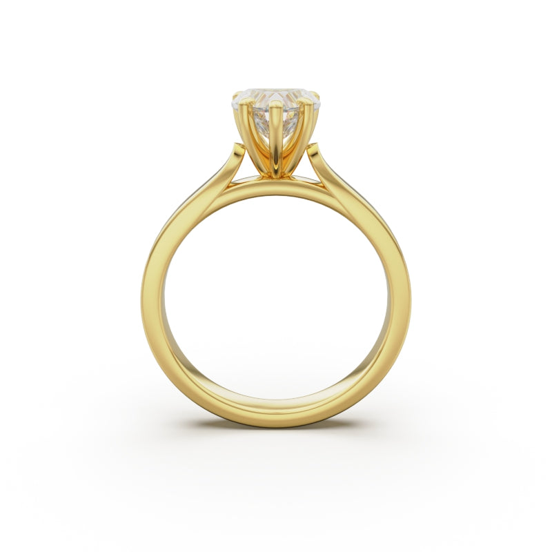 18K Yellow Gold Petite Cathedral Solitaire Engagement Ring - Circle of Diamond