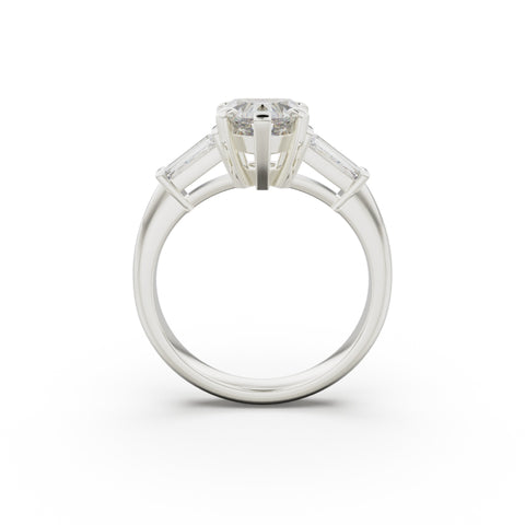 18K White Gold Tapered Baguette Diamond Engagement Ring