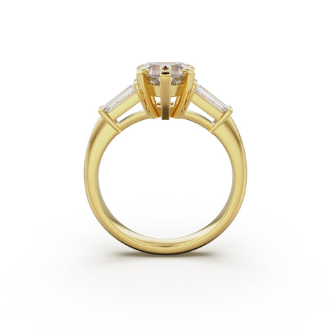 18K Yellow Gold Tapered Baguette Diamond Engagement Ring