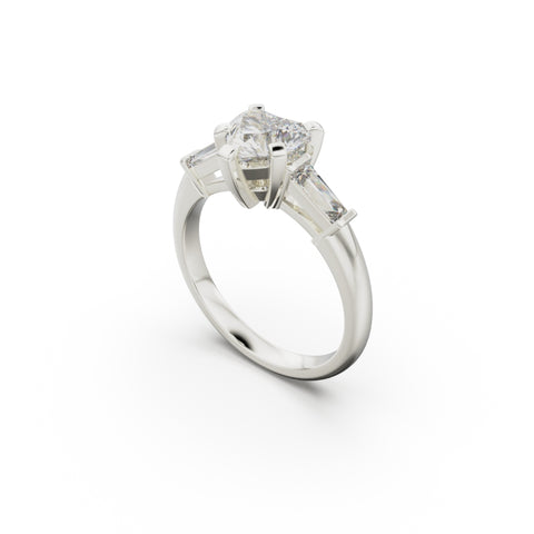 18K White Gold Tapered Baguette Diamond Engagement Ring