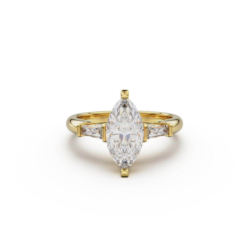 18K Yellow Gold Tapered Baguette Diamond Engagement Ring - Circle of Diamond