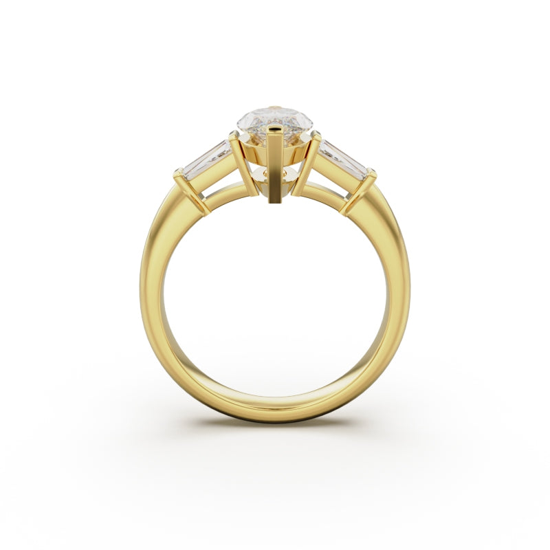 18K Yellow Gold Tapered Baguette Diamond Engagement Ring - Circle of Diamond