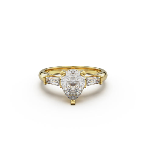 18K Yellow Gold Tapered Baguette Diamond Engagement Ring