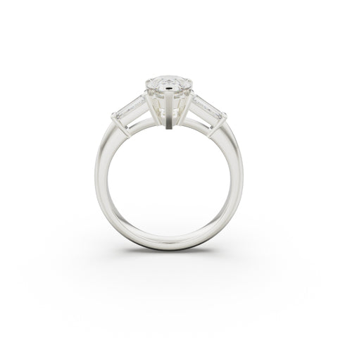 18K White Gold Tapered Baguette Diamond Engagement Ring