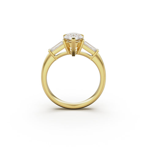 18K Yellow Gold Tapered Baguette Diamond Engagement Ring