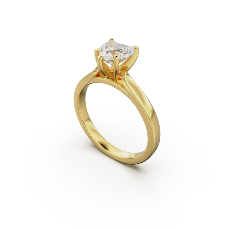 18K Yellow Gold Petite Cathedral Solitaire Engagement Ring - Circle of Diamond