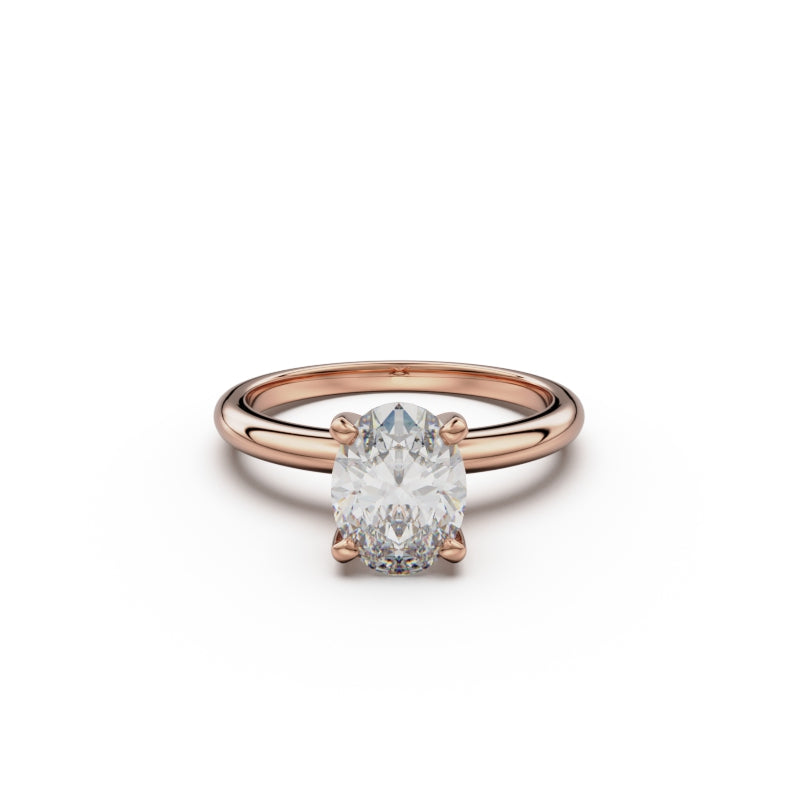 18k Rose Gold Classic Four-Prong Solitaire Engagement Ring - Circle of Diamond