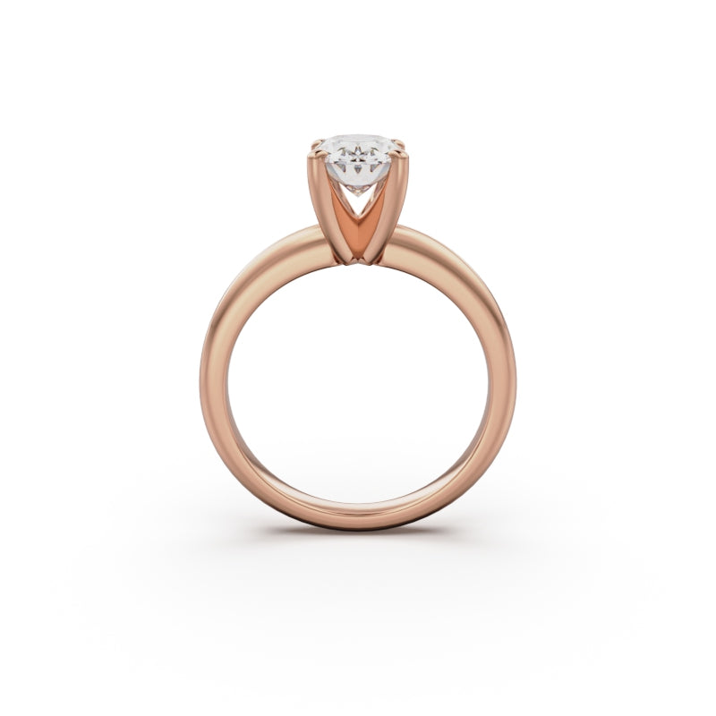 18k Rose Gold Classic Four-Prong Solitaire Engagement Ring - Circle of Diamond